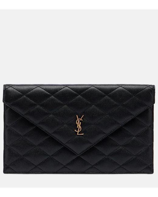 Saint Laurent Black Paris Leather Clutch