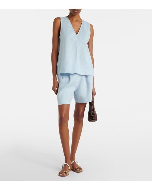 Asceno Blue Dallas Linen Shorts