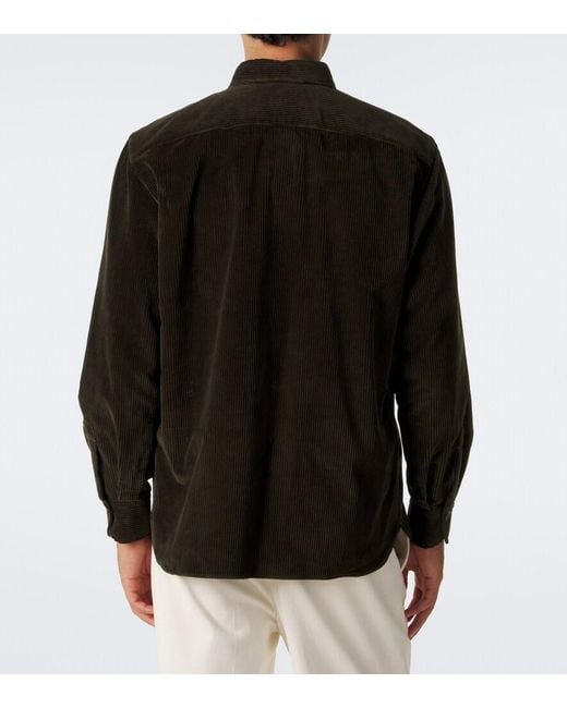 Rubinacci Black Cotton Corduroy Overshirt for men
