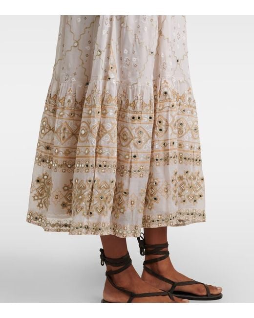 Juliet Dunn Natural Mosaic Printed Cotton Midi Dress