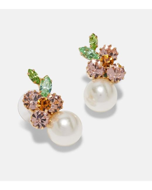 Jennifer Behr White Vivi Embellished Floral Earrings