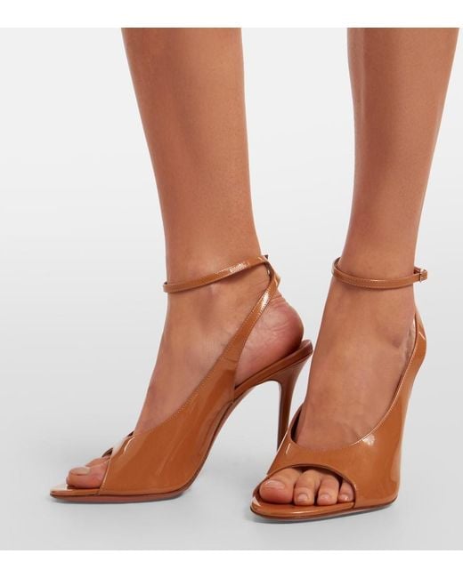 AMINA MUADDI Brown Anok Patent Leather Slingback Sandals