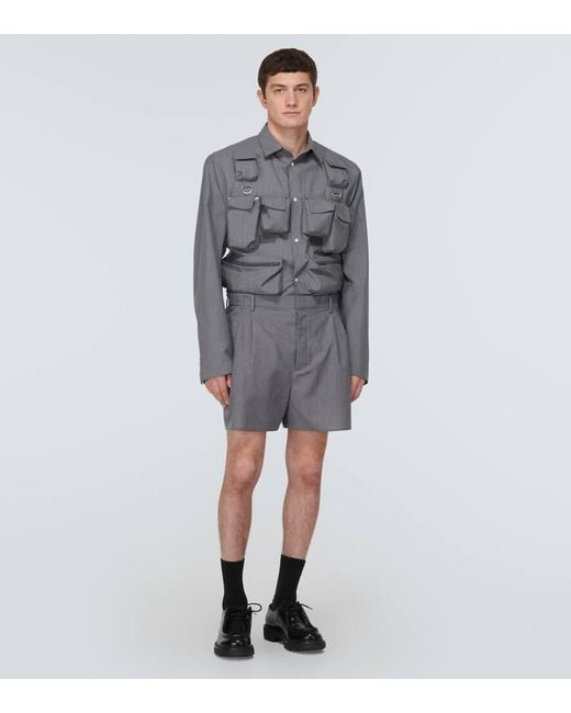 Prada Gray Wool And Mohair Shirt for men