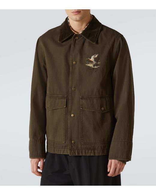 Burberry Green Corduroy-Trimmed Cotton Twill Field Jacket for men