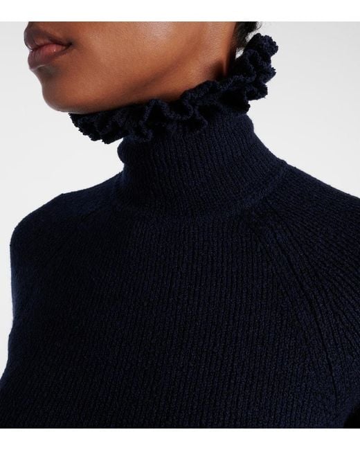 Alaïa Blue Wool And Silk-Blend Turtleneck Sweater
