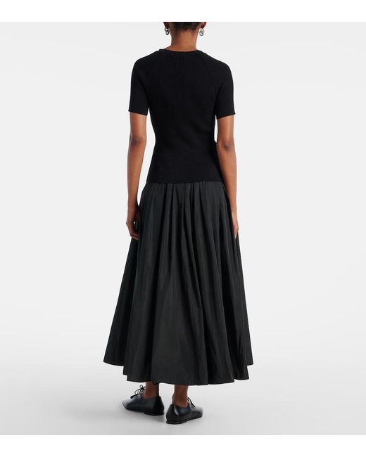 Max Mara Black Berlino Ribbed-Knit Cotton Top