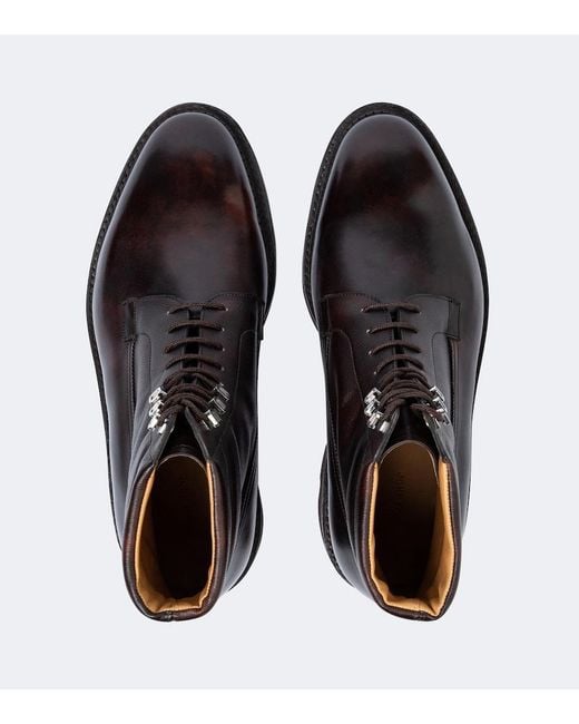 John Lobb Black Alder Leather Lace-Up Boots for men