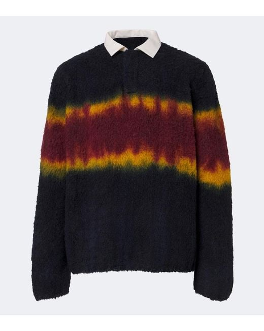 Sacai Blue Knitted Wool-Blend Cardigan for men