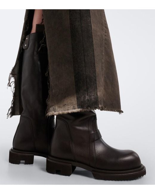 Rick Owens Black Gabe Leather Knee-High Boots