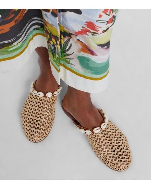 Ancient Greek Sandals Natural Slipper Embellished Raffia Mules