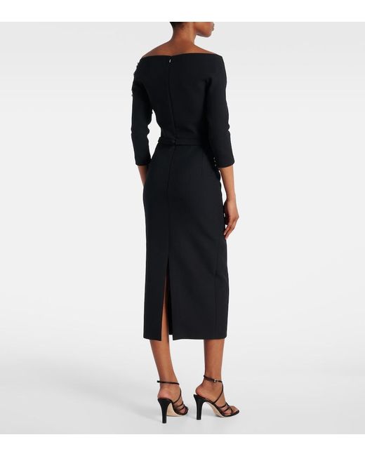 Safiyaa Black Linda Crystal-Embellished Midi Dress