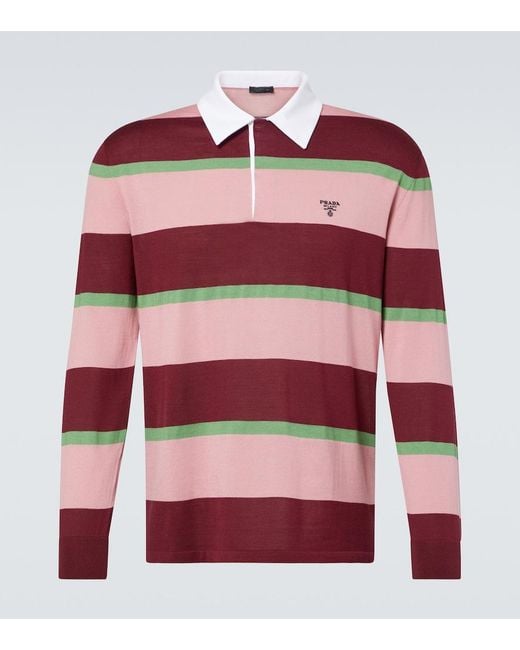 Prada Red Striped Polo for men