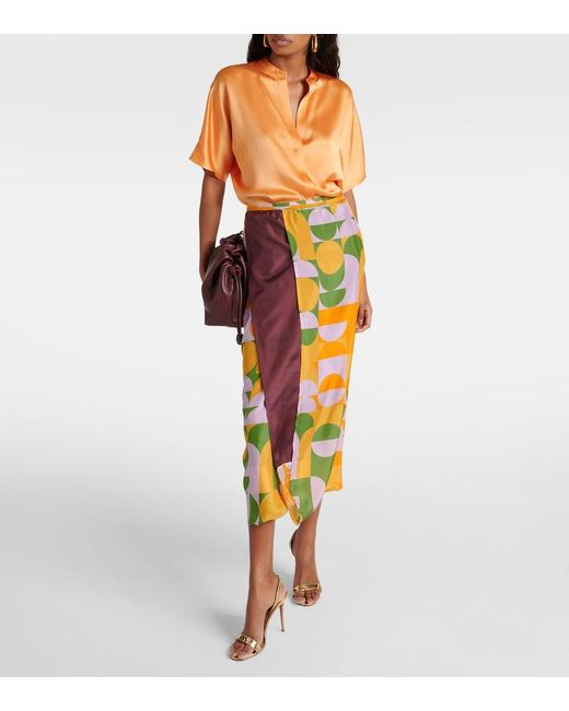 Vince Orange Silk Satin Blouse