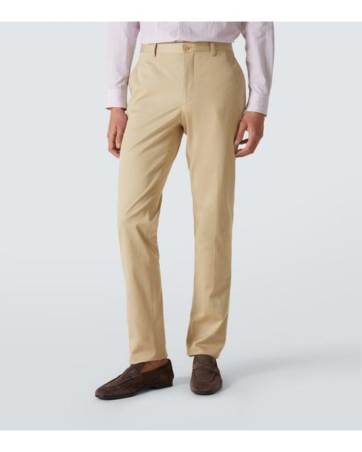 Etro Natural Slim-Fit Cotton-Blend Gabardine Trousers for men