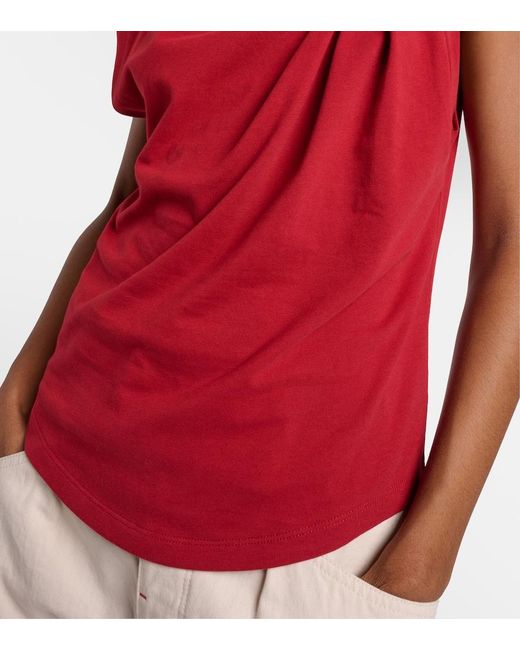 Isabel Marant Red Naydagz Draped Cotton Jersey Top