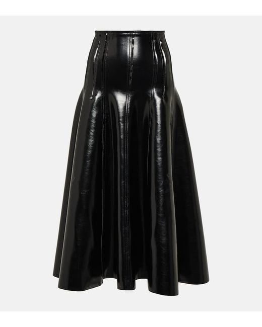 Falda midi de piel sintetica Norma Kamali de color Black