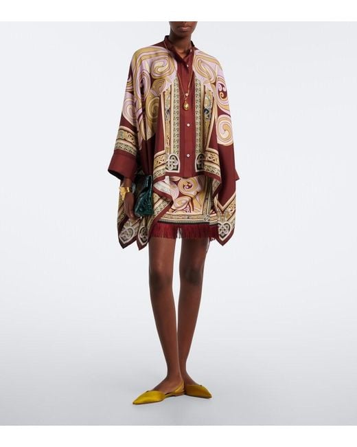 LaDoubleJ Red Foulard Printed Silk Twill Shirt