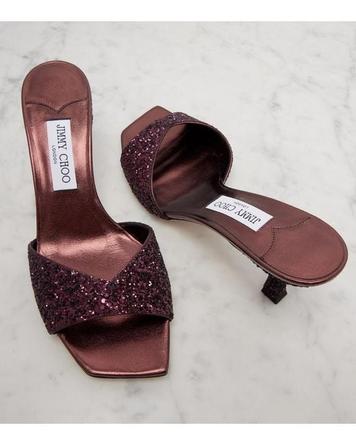 Jimmy Choo Red Skye 70 Glitter Mules