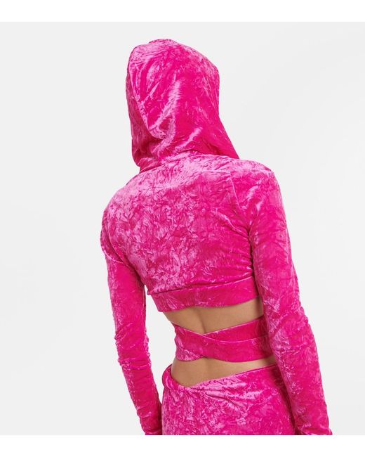 Versace Pink Medusa Biggie Velvet Hoodie