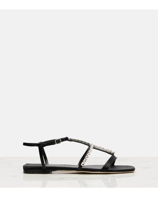 Jimmy Choo Black Gwyn Embellished Satin Sandals