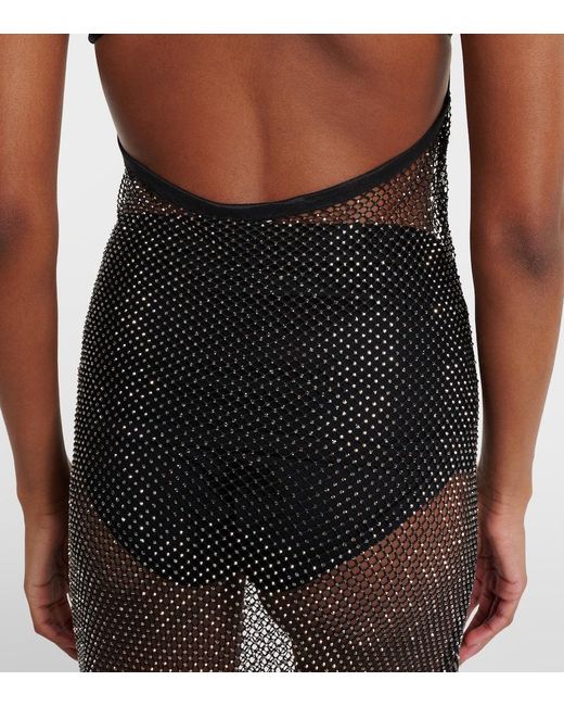Jonathan Simkhai Gray Inaya Embellished Mesh Midi Dress