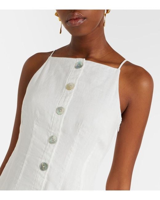 Veronica Beard White Georges Linen Midi Dress