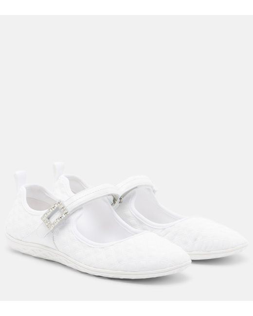 Roger Vivier White Viv Low Mary Jane Flats