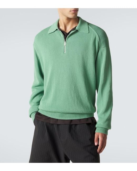 Studio Nicholson Green Heddy Half-Zip Sweater for men