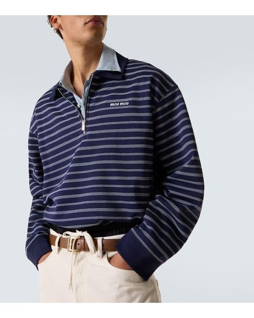 Polo Raye En Coton Miu Miu pour homme en coloris Blue