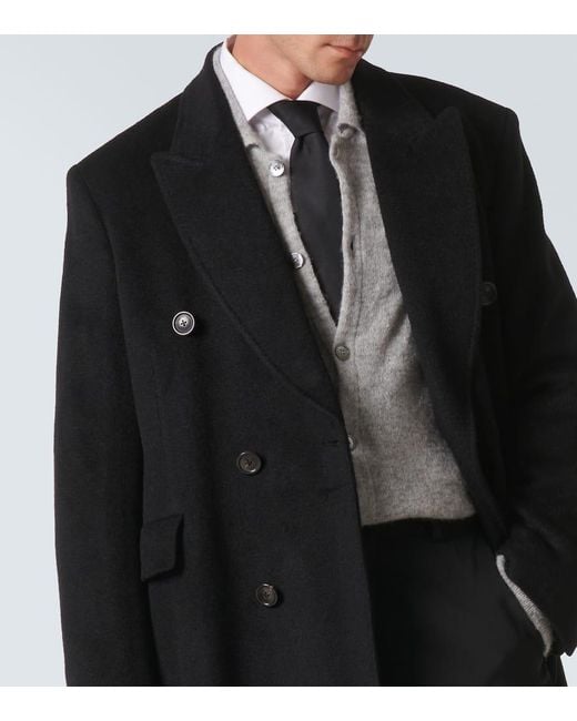 Our Legacy Black Whale Double-Breasted Mohair-Blend Coat for men