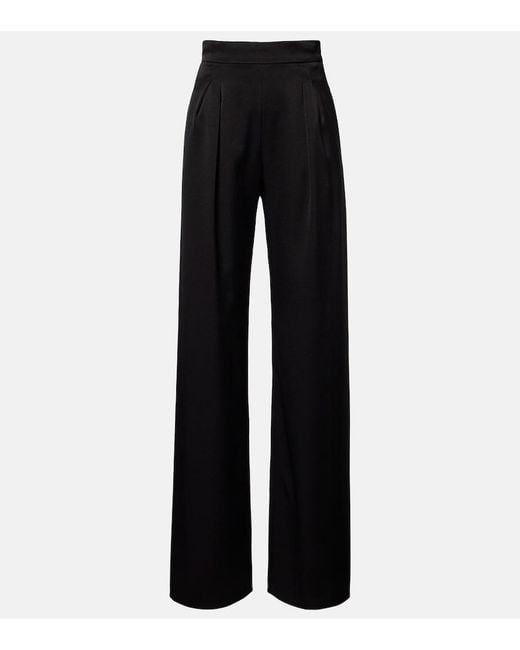 Max Mara Black Divo Satin Wide-Leg Pants