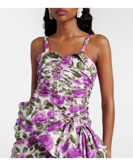 Chloé Purple Ruched Asymmetric Cotton Minidress