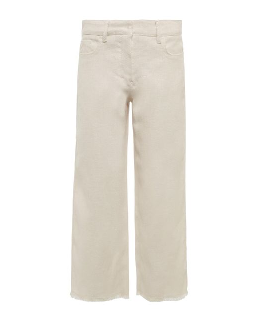 Max Mara Franci Cotton And Linen Wide-leg Pants in Natural | Lyst