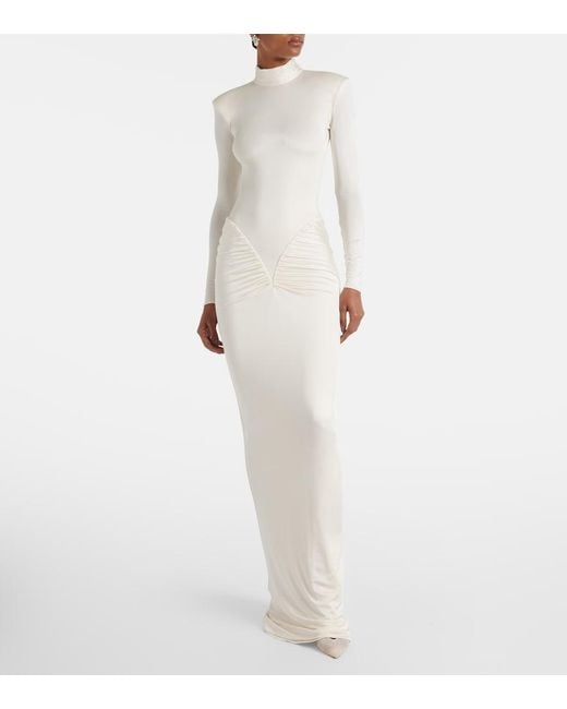 The New Arrivals Ilkyaz Ozel White Darja Ruched Gown