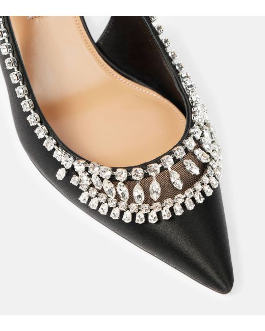 Aquazzura Metallic Crystal Crush Satin Slingback Pumps