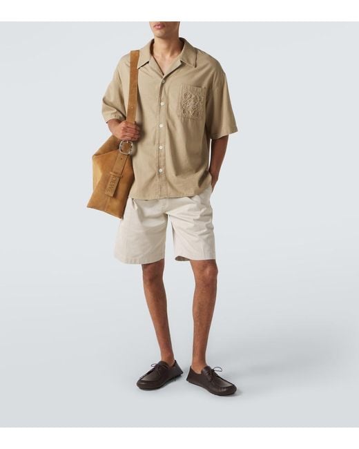 Loewe Natural Logo Embroidered Cotton Shirt for men