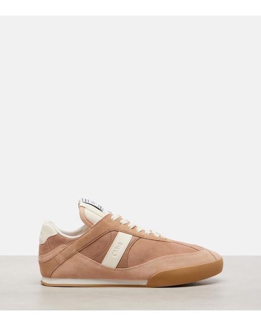 Chloé Natural Kick Suede And Leather Sneakers