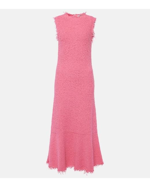 Jil Sander Pink Cotton-blend Boucle Maxi Dress