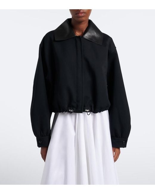 Givenchy Black Leather-Trimmed Cotton And Wool Jacket