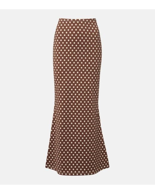 Montce Brown Natalia Polka-Dot Maxi Skirt