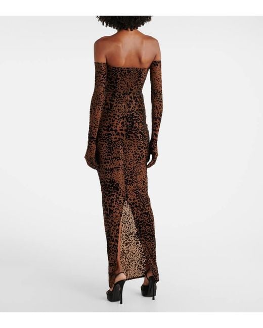 Alex Perry Brown Leopard-Print Corset Gown