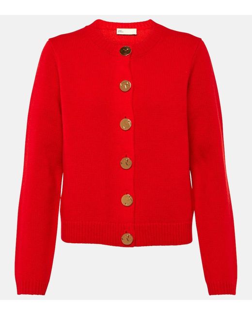 Cardigan de lana Tory Burch de color Red
