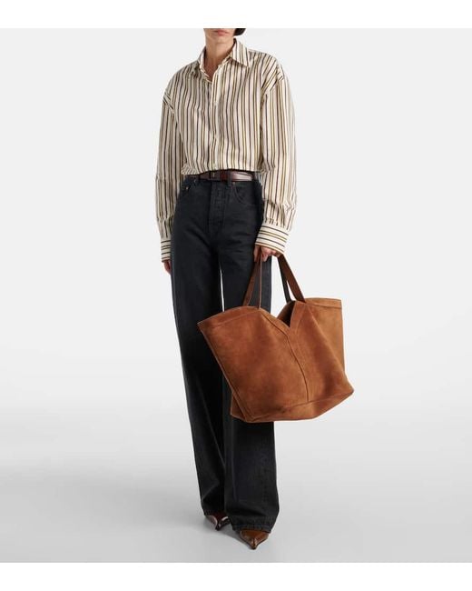 Saint Laurent Brown Tote Bag Y Aus Veloursleder