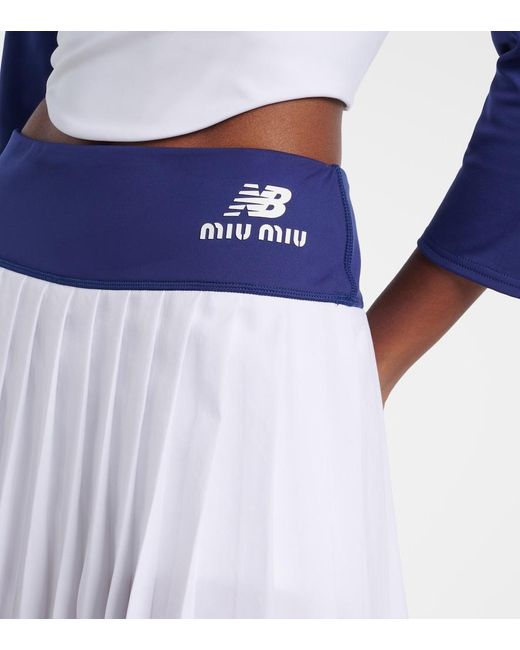 Miu Miu Blue X New Balance Pleated Jersey Miniskirt