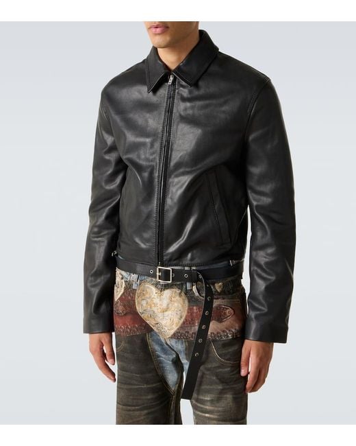 Acne Black Leather Biker Jacket for men