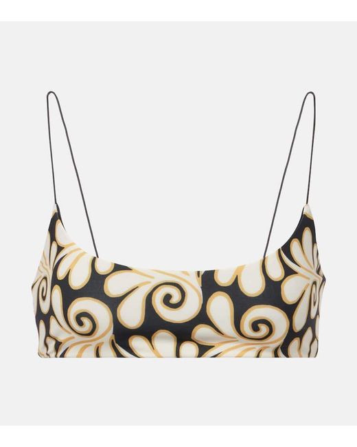 Cala De La Cruz Metallic Isla Printed Bikini Top