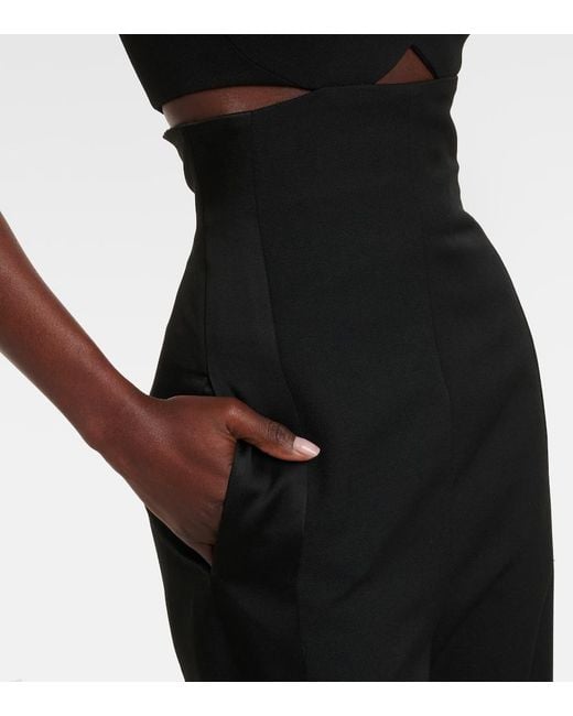 Victoria Beckham Black Cami Cutout Crepe Satin Jumpsuit