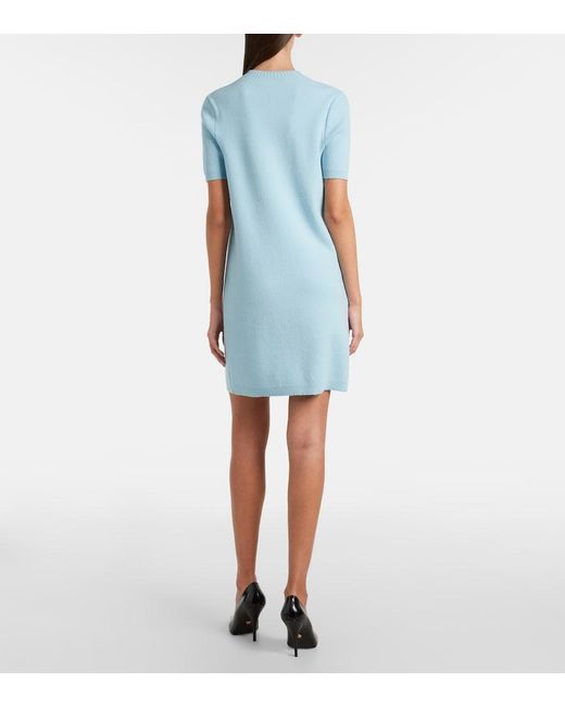 Versace Blue Medusa Wool And Cashmere Shirt Dress