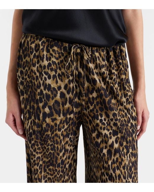 Nili Lotan Brown Adriel Leopard-Print Wide-Leg Pants