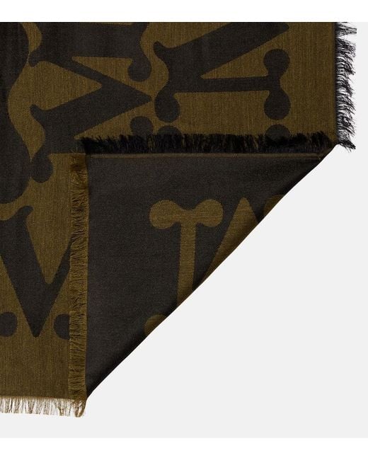 Max Mara Green Monogram Jacquard Wool And Silk Scarf